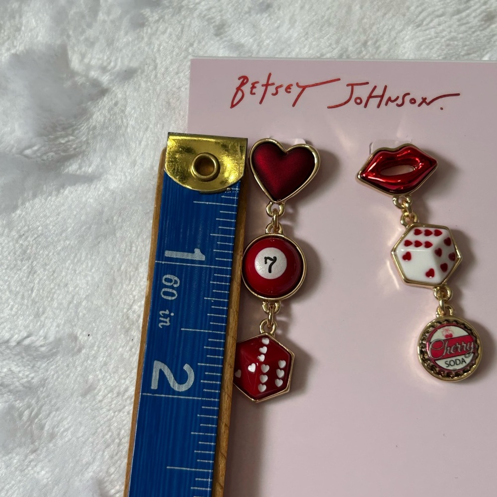 Betsey Johnson Mismatch Charm Earrings NWT - Picture 6 of 6